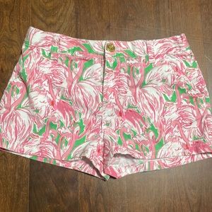 Lilly Pulitzer Pink Flock Flamingo Shorts. Girls size 10.